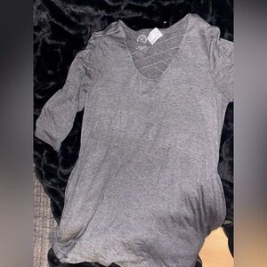Maurices Heather Gray V-Neck Tee